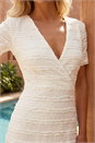 White Petite Ruffle Midi Wrap Dress, Image 4 of 4