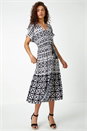 Ivory  Aztec Button Down Midi Dress, Image 4 of 6