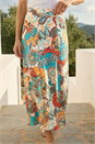 Light Blue  Paisley Print Midi Skirt, Image 2 of 4