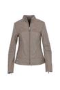 Taupe 'Lillian' Real Leather Biker Jacket, Image 1 of 4