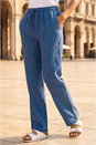 Blue Petite Stripe Pull On Stretch Trouser, Image 1 of 4
