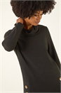 Black Cowl Neck Buttoned Top, Image 4 of 5