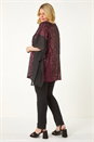 Maroon Curve Full Sequin Chiffon Overlay Top, Image 3 of 5