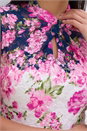 Pink Floral Lace Twist Neck Keyhole Dress, Image 4 of 4