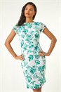 Green Floral Lace Stretch Shift Dress, Image 2 of 5