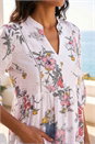 White Floral Print Notch Neck Tunic Top, Image 4 of 4