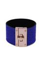 Blue AVANT-GARDE PARIS Blue Luxury Crystal-Studded Leather Cuff Bracelet, Image 3 of 4
