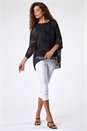 Black Leaf Burnout Print Chiffon Overlay Top, Image 3 of 4