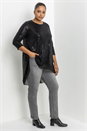 Black Curve Shimmer Chiffon Hem High Low Top, Image 3 of 4