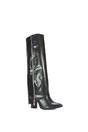 Black 'Allie' Knee High Boots Fold Over Point Toe Deco Zip, Image 2 of 6