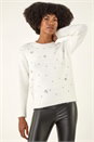 Ivory Sparkly Knit Jumper, Image 4 of 5