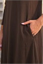 Coffee  A-Line Pocket Stretch Swing Dress, Image 4 of 4