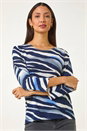 Blue Ombre Animal Print Knit Jumper , Image 1 of 5
