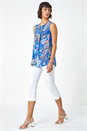 Blue Paisley Print Button Back Shell Top, Image 4 of 5