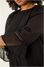 Black Curve Pintuck Pleat Top, Image 5 of 5