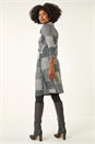 Grey Patchwork Cowl Neck Button Detail Dress, Image 3 of 5