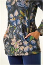 Blue Floral Printed Roll Neck Top, Image 5 of 5