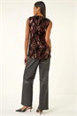 Chocolate Sequin Velvet Notch Neck Top, Image 3 of 5
