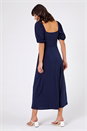 Navy  Ruched Jersey Tie Detail Midi Dress, Image 2 of 4