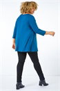Teal Curve Pleat Front Stretch Top, Image 3 of 5