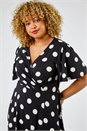 Black Curve Spot Print Midi Dress, Image 4 of 5