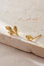 Gold Sterling Silver Olive Leaf Mismatched Studs, Image 3 of 3