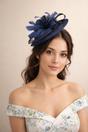 Navy Feather & Bow Disc Fascinator, Image 1 of 2