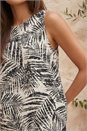 Black Palm Print Curved Hem Shell Top, Image 4 of 4