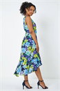 Turquoise Petite Sleeveless Chiffon Frill Hem Midi Dress, Image 3 of 5