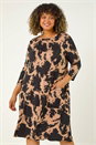 Natural  Curve Abstract Print Pocket Swing Dress, Image 2 of 5