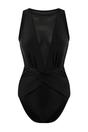 Black WOVCOR Black High Neck Mesh Panel Wrap Detail Swimsuit, Image 2 of 3