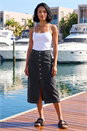 Charcoal Dusk Denim Button Skirt, Image 2 of 4