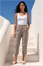 Taupe Petite Bengaline Cropped Trouser, Image 1 of 4