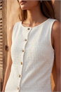 Ivory  Textured Button Up Stretch Blouse , Image 4 of 4