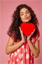 PINK Heart Print Hanky Hem Tunic Top, Image 1 of 6