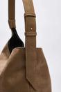 Taupe Women's Faux Leather Asymmetric Hobo Shoulder Bag, Image 2 of 3