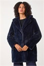 Midnight Blue Faux Fur Longline Coat, Image 4 of 5