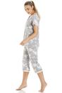 Light Grey Camille Lingerie Light Grey Lightweight Floral Capri Pyjama Set, Image 3 of 5