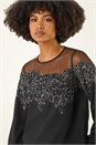Black Sequin Detail Bubble Hem Top, Image 5 of 6