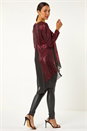 Red Chiffon Hem Sequin Stretch Tunic Top, Image 3 of 5