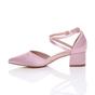 Light Pink AJVANI Light Pink Mid Block Heel Crossed Strap Pointed Toe 2 Part Heels, Image 3 of 6