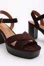 Dark Brown 'Yvette' Cross Over Platform Sandals, Image 5 of 7