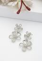 Silver Double Floral Drop Earrings, Image 2 of 5