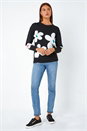 Black Oversized Floral Print Jumper , Image 3 of 5