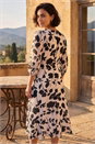 Cream  Floral Pleated Midi Dress, Image 3 of 4