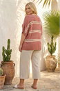 Rose Curve Stripe V-Neck Knit Jumper, Image 3 of 4
