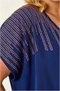 Navy  Curve Hotfix Woven Top, Image 5 of 5