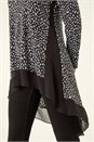 Black Spot Print Chiffon Hem Stretch Top, Image 5 of 5