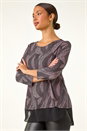 Pink Printed Chiffon Hem Top, Image 4 of 5