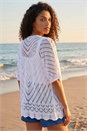 White Petite Pointelle Knit Cardigan, Image 2 of 4